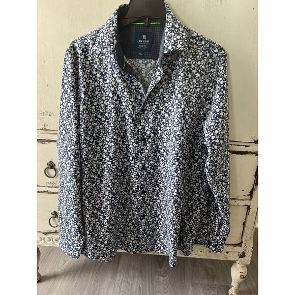 Tom Baine size large 16-16 1/2 slim fit button down shirt 4 way stretch - Picture 1 of 3